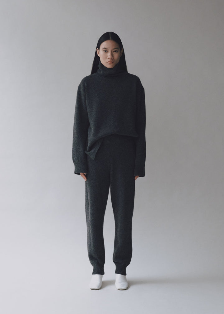 Cashmere Blend Knit Pants - Charcoal