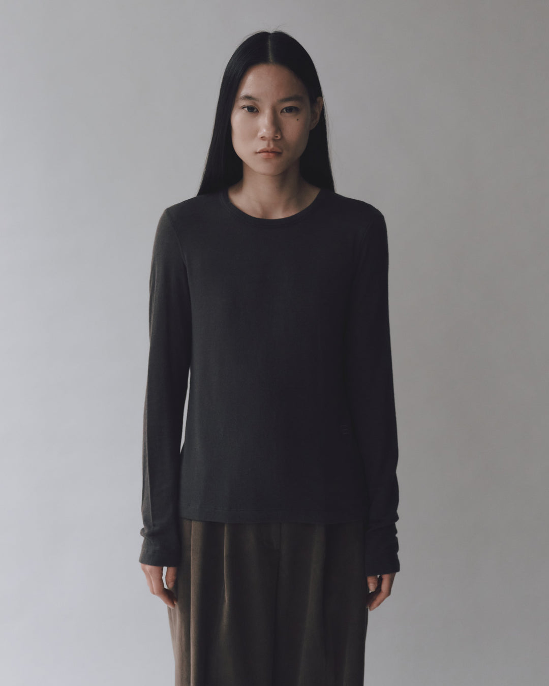 Wool Tencel Crewneck - Charcoal