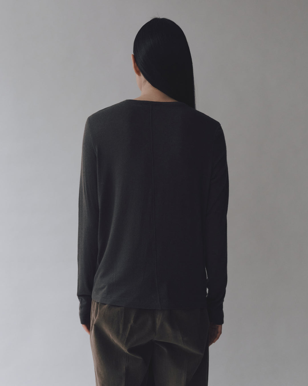 Wool Tencel Crewneck - Charcoal