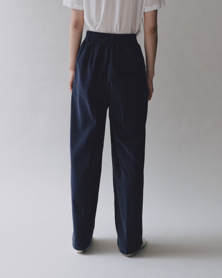 Thin Corduroy Wide Leg Pants - Navy