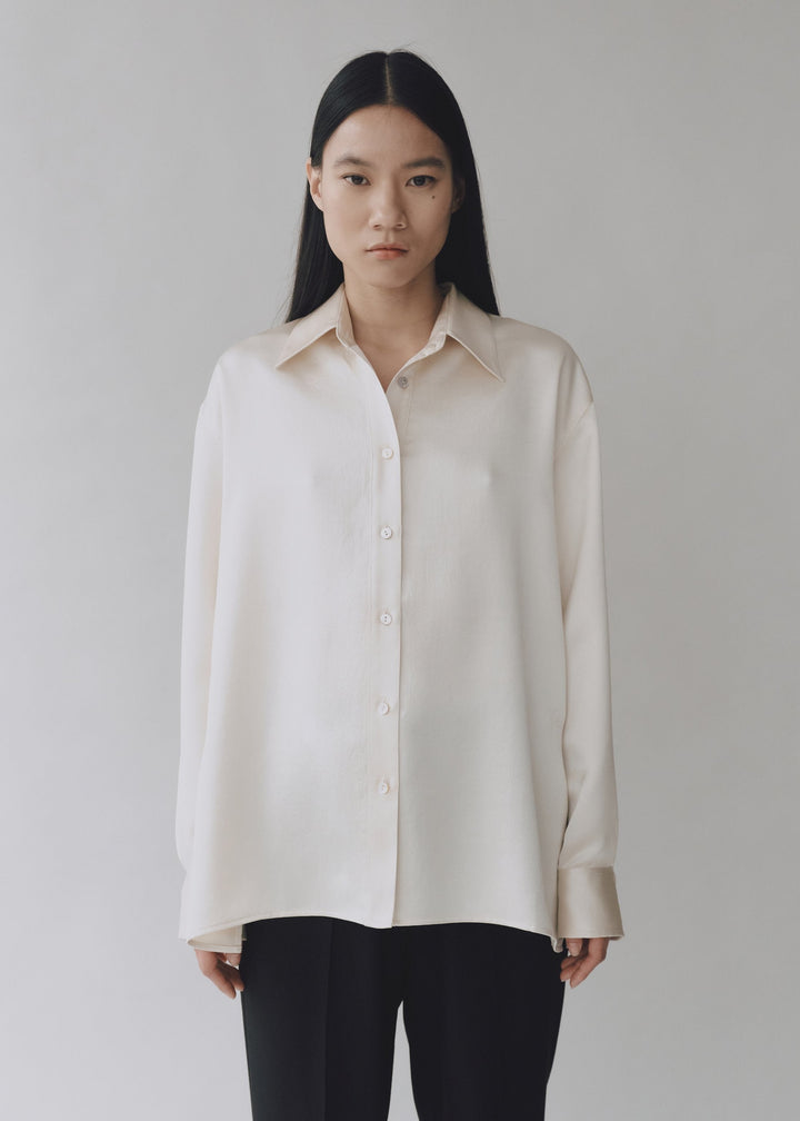 Oversized Satin Shirt - Cream