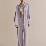 Silk Linen Oversized Shirt - Lilac