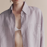 Silk Linen Oversized Shirt - Lilac