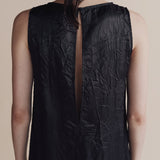 Creased Satin Mini Dress - Navy