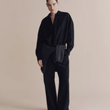 Silk Linen Oversized Shirt - Dark Navy