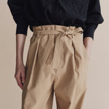 Belted Barrel-Leg Pants - Camel