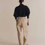 Belted Barrel-Leg Pants - Camel