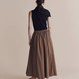 Gathered Maxi Skirt - Light Brown