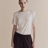 Cotton Tencel Ribbed Tee - White