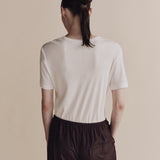 Cotton Tencel Ribbed Tee - White
