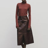Roll Neck Jersey Top - Burgundy