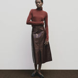 Roll Neck Jersey Top - Burgundy