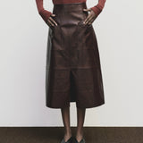 Faux Leather Skirt - Burgundy