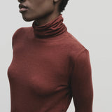 Roll Neck Jersey Top - Burgundy