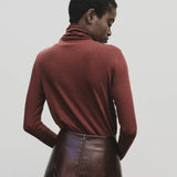 Roll Neck Jersey Top - Burgundy