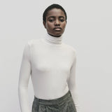 Roll Neck Jersey Top - White