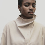 Asymmetric Stripe Shirt - Beige