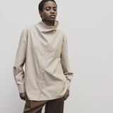 Asymmetric Stripe Shirt - Beige