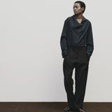 Wool Blend Workwear Pants - Navy