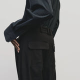 Wool Blend Workwear Pants - Navy