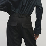 Wool Blend Workwear Pants - Navy