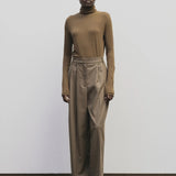 Roll Neck Jersey Top - Light Brown