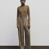 Roll Neck Jersey Top - Light Brown