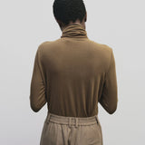 Roll Neck Jersey Top - Light Brown