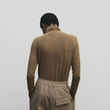 Roll Neck Jersey Top - Light Brown