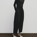 Roll Neck Jersey Top - Black