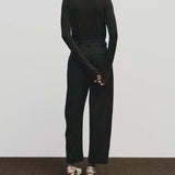 Roll Neck Jersey Top - Black