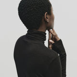 Roll Neck Jersey Top - Black