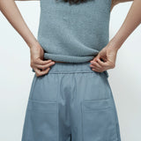 Cropped Balloon Pants - Blue