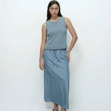Drawstring Midi Skirt - Blue