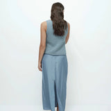 Drawstring Midi Skirt - Blue