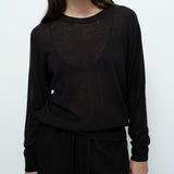 Semi Sheer Knit Top - Black