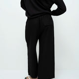 Linen Blend Cropped Pants - Black