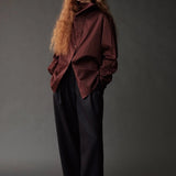 Asymmetric Cotton Shirt - Brown