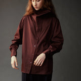 Asymmetric Cotton Shirt - Brown