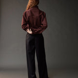 Asymmetric Cotton Shirt - Brown