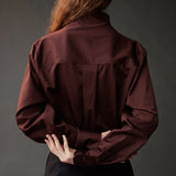 Asymmetric Cotton Shirt - Brown