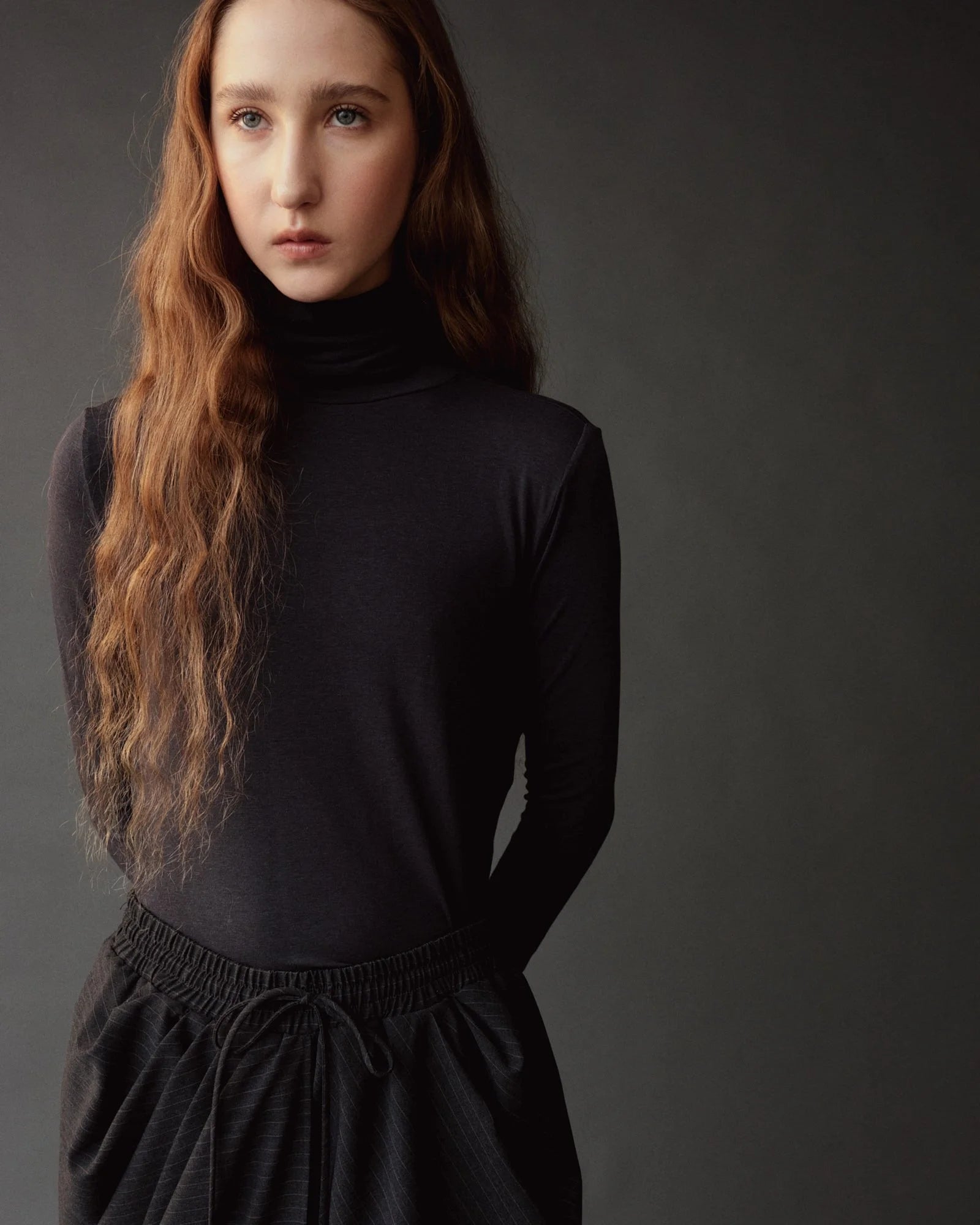 Roll Neck Jersey Top - Graphite