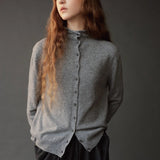 Mock Neck Cardigan - Gray