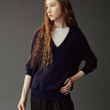 Cashmere Blend V-Neck - Navy