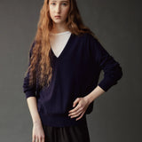 Cashmere Blend V-Neck - Navy