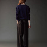 Cashmere Blend V-Neck - Navy