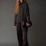 Ribbed Half-Zip Sweater - Charcoal
