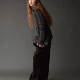 Ribbed Half-Zip Sweater - Charcoal