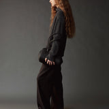 Ribbed Half-Zip Sweater - Charcoal