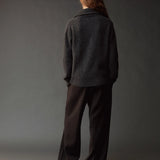 Ribbed Half-Zip Sweater - Charcoal